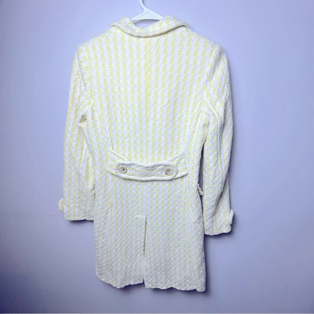 Banana Republic yellow white houndstooth coat xs - Picture 4 of 8
